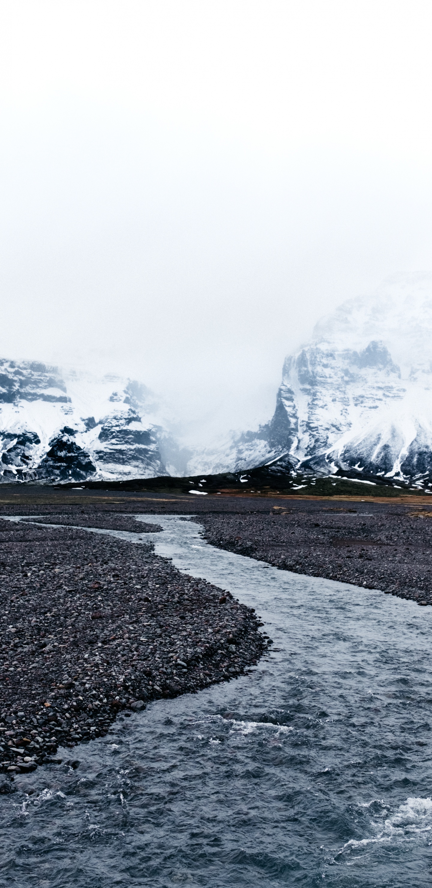 Bergkette, Gletscher, Wasser, Winter, Cloud. Wallpaper in 1440x2960 Resolution