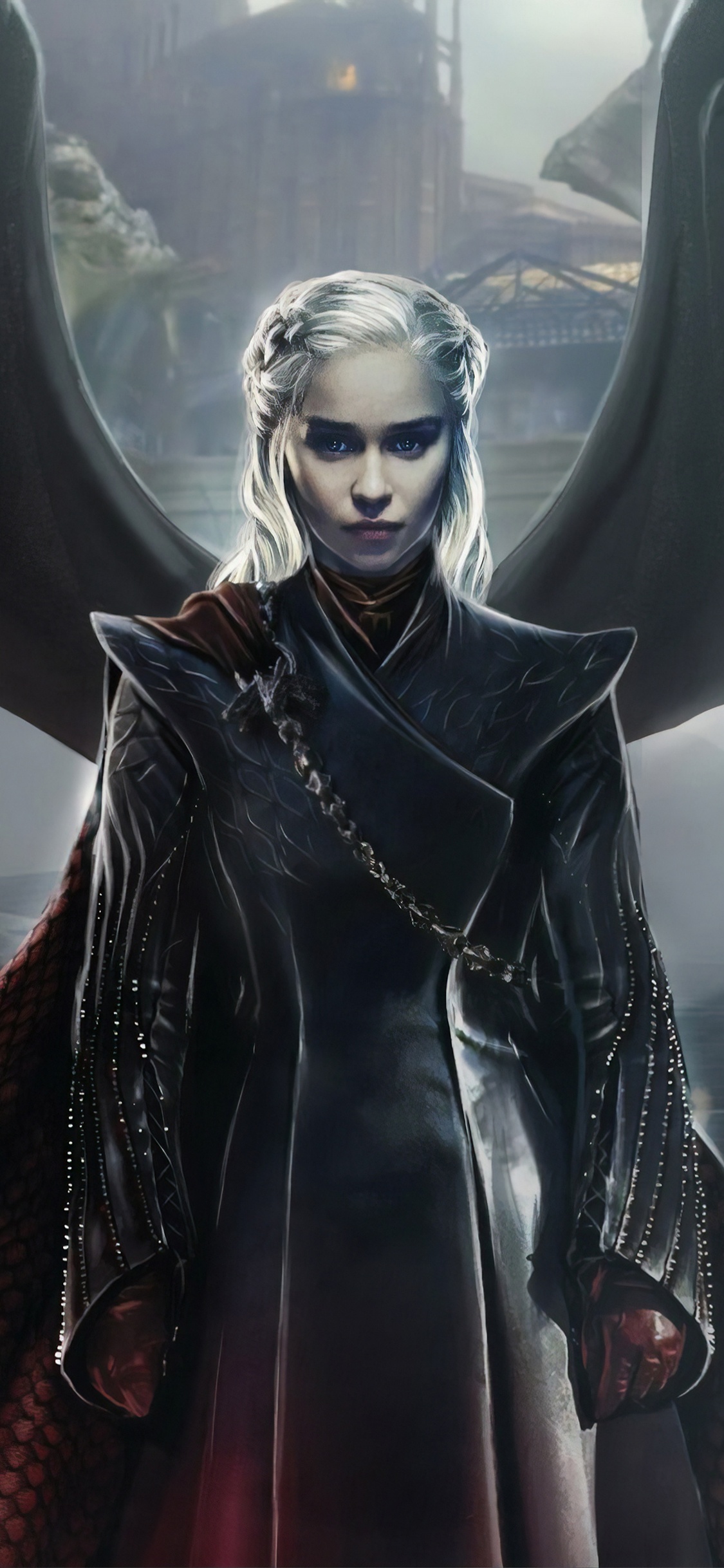 Frau im Schwarz-roten Kleid. Wallpaper in 1125x2436 Resolution