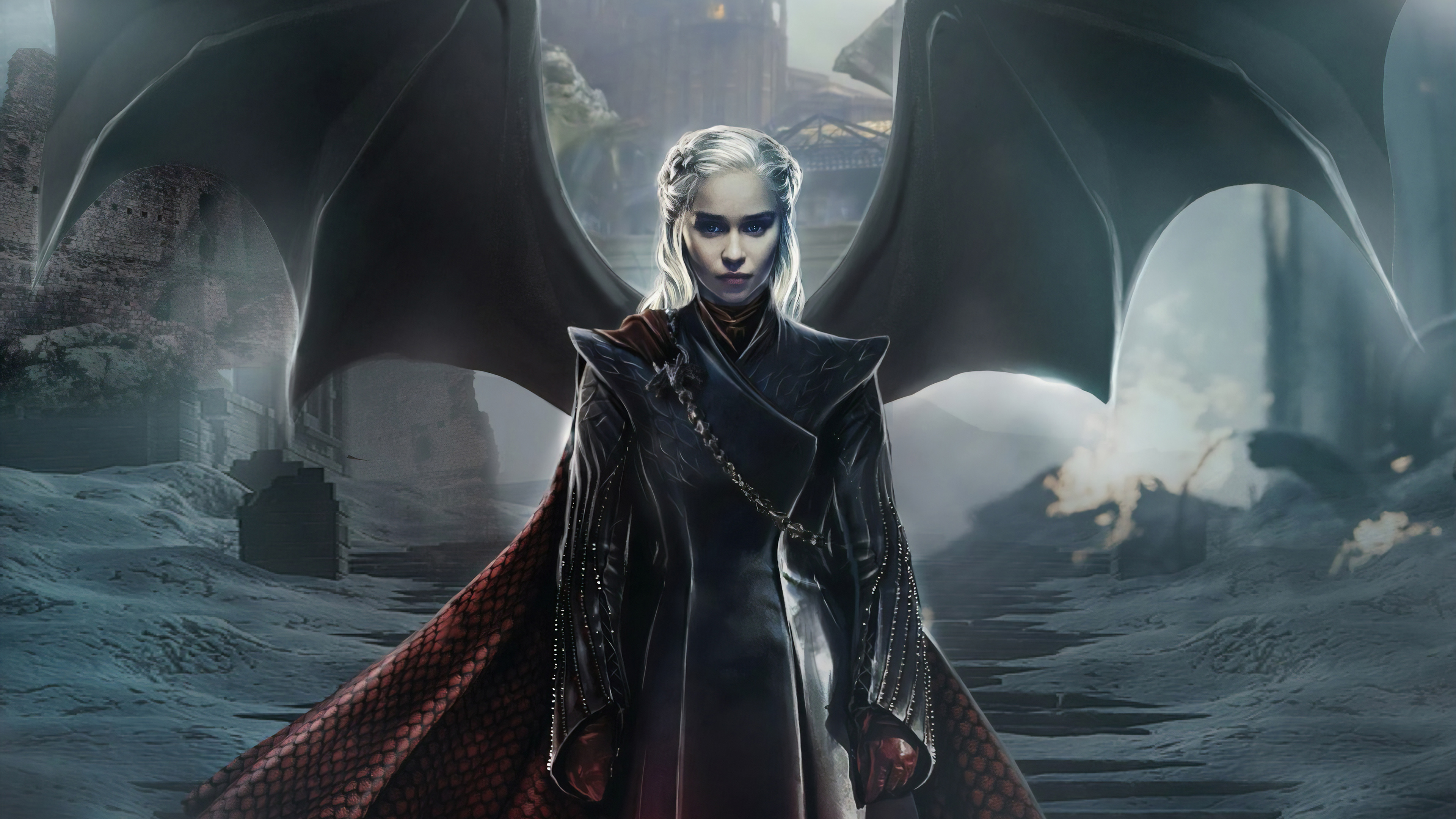 Frau im Schwarz-roten Kleid. Wallpaper in 3840x2160 Resolution