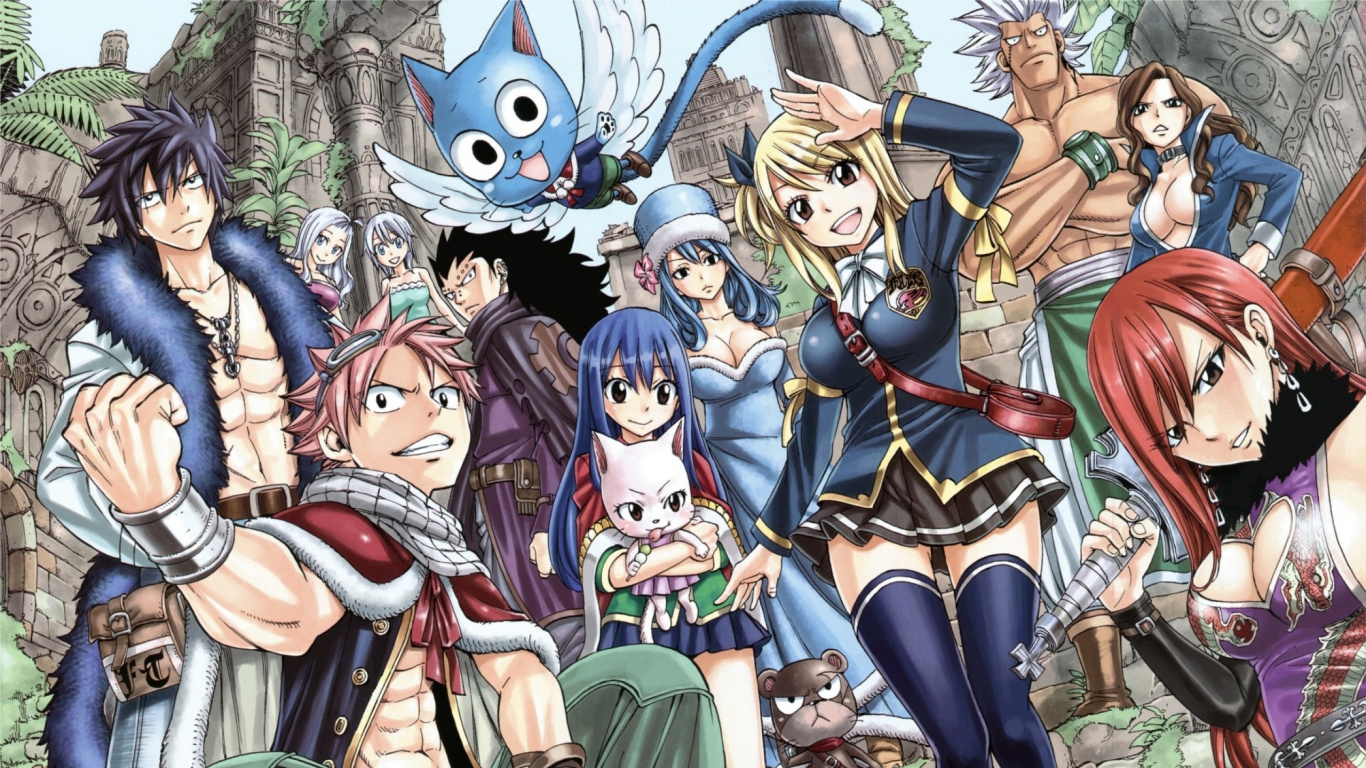 Blauhaarige Anime-Charakterillustration. Wallpaper in 1366x768 Resolution
