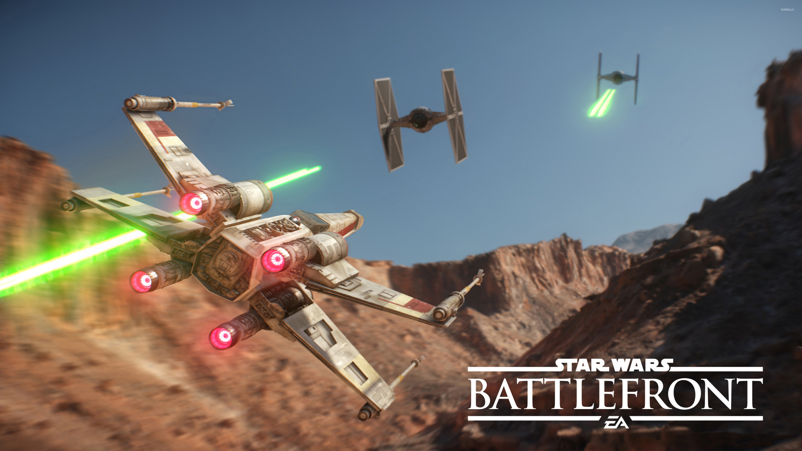 Star Wars Battlefront, Star Wars Battlefront Ii, Star Wars X-Wing Contre TIE Fighter, Le X-wing Starfighter, TIE Fighter. Wallpaper in 2560x1440 Resolution