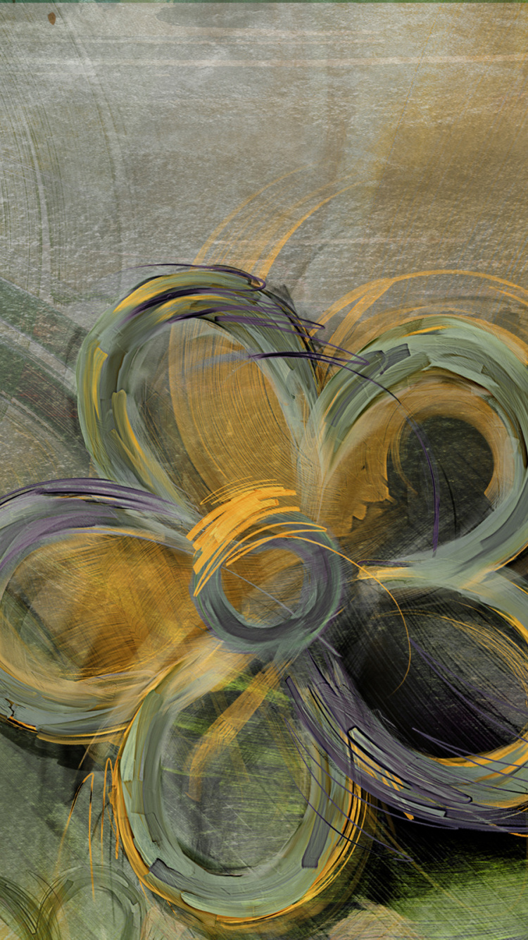 Pintura Abstracta Verde y Marrón. Wallpaper in 750x1334 Resolution