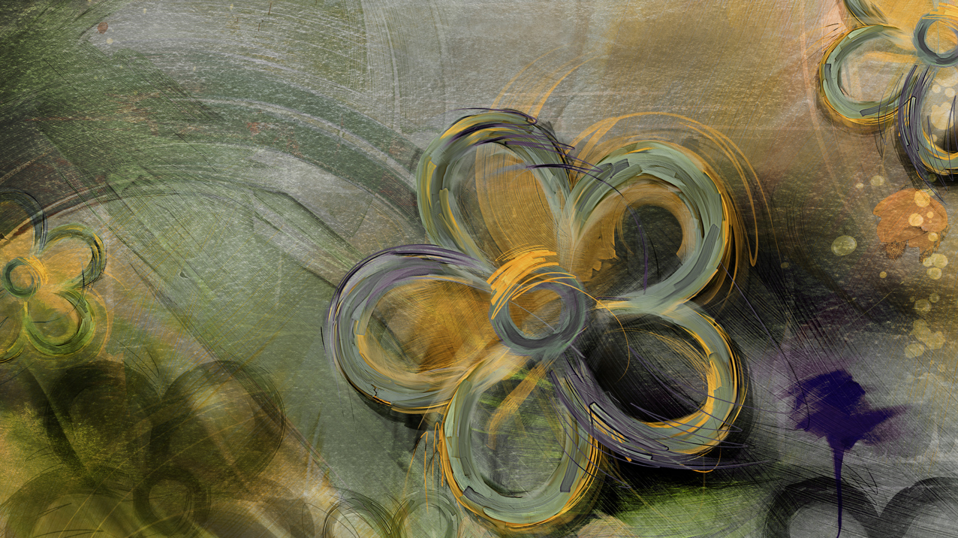 Peinture Abstraite Verte et Brune. Wallpaper in 1920x1080 Resolution