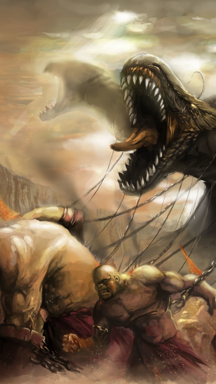 Frau im Braunen Kleid Mit Einem Drachen. Wallpaper in 720x1280 Resolution