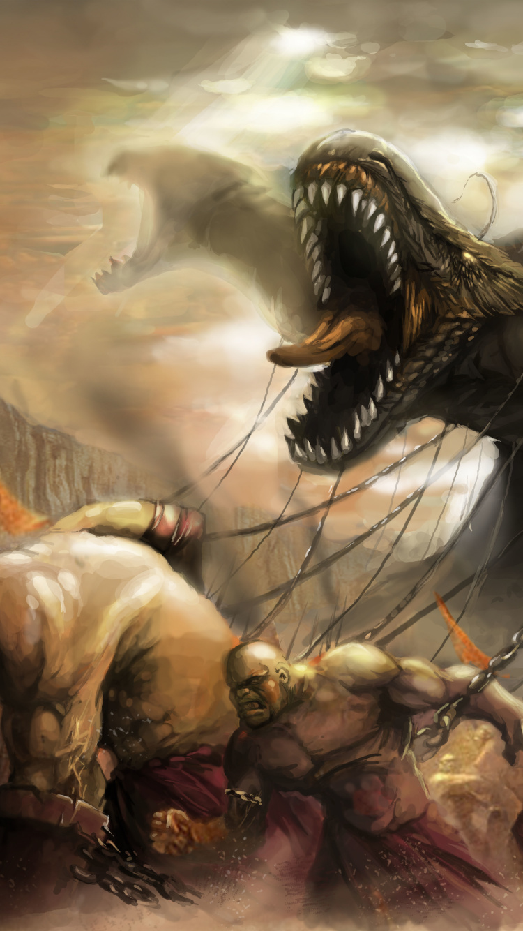 Frau im Braunen Kleid Mit Einem Drachen. Wallpaper in 750x1334 Resolution