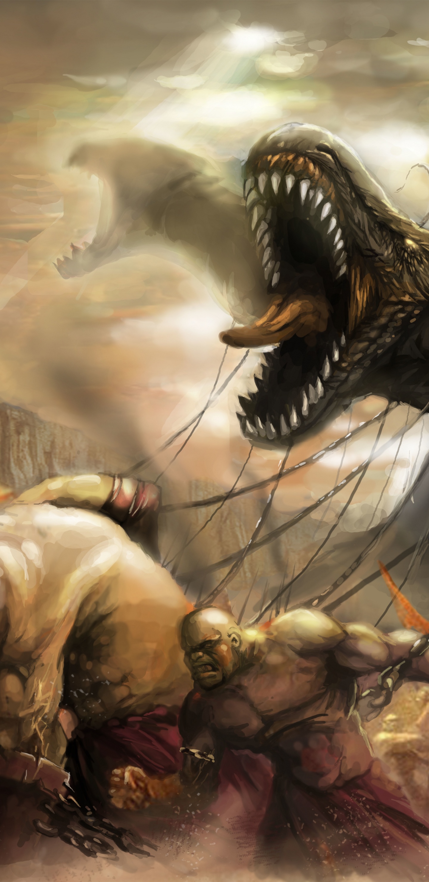 Femme en Robe Marron Tenant un Dragon. Wallpaper in 1440x2960 Resolution