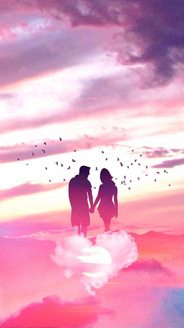 Rosa, Ambiente, Anime, Calma, Puesta. Wallpaper in 750x1334 Resolution