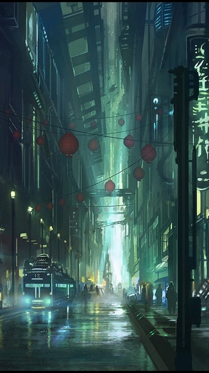 Leute, Die Nachts Auf Der Straße Gehen. Wallpaper in 720x1280 Resolution