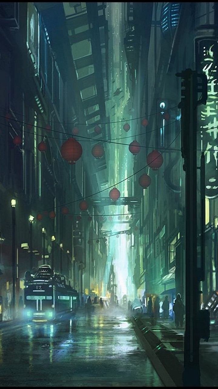 Personnes Marchant Dans la Rue Pendant la Nuit. Wallpaper in 720x1280 Resolution