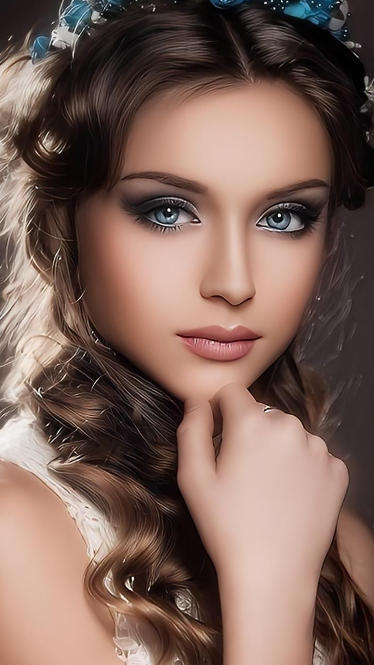 Belleza, Retrato, Hermosa, Entrecejo, Nariz. Wallpaper in 750x1334 Resolution