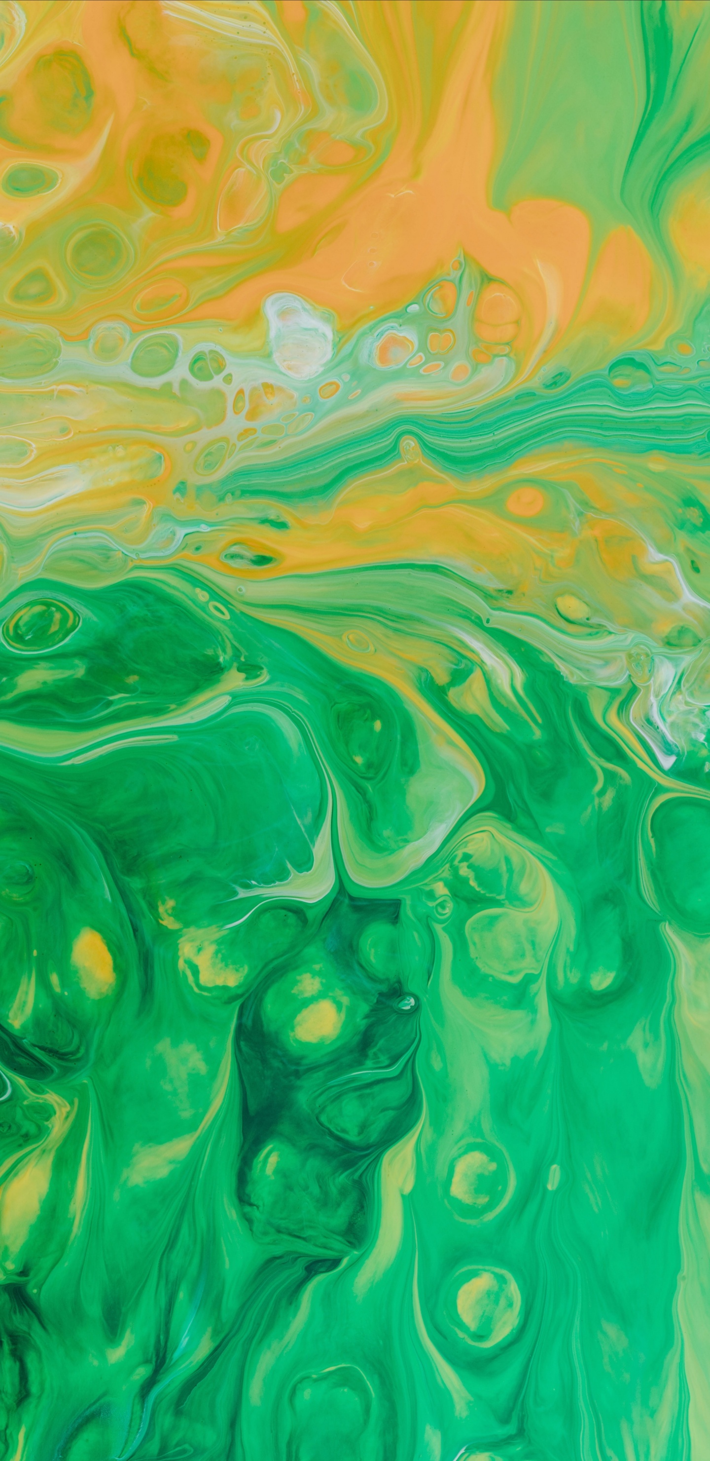 Green and Yellow Abstract Painting. Wallpaper in 1440x2960 Resolution