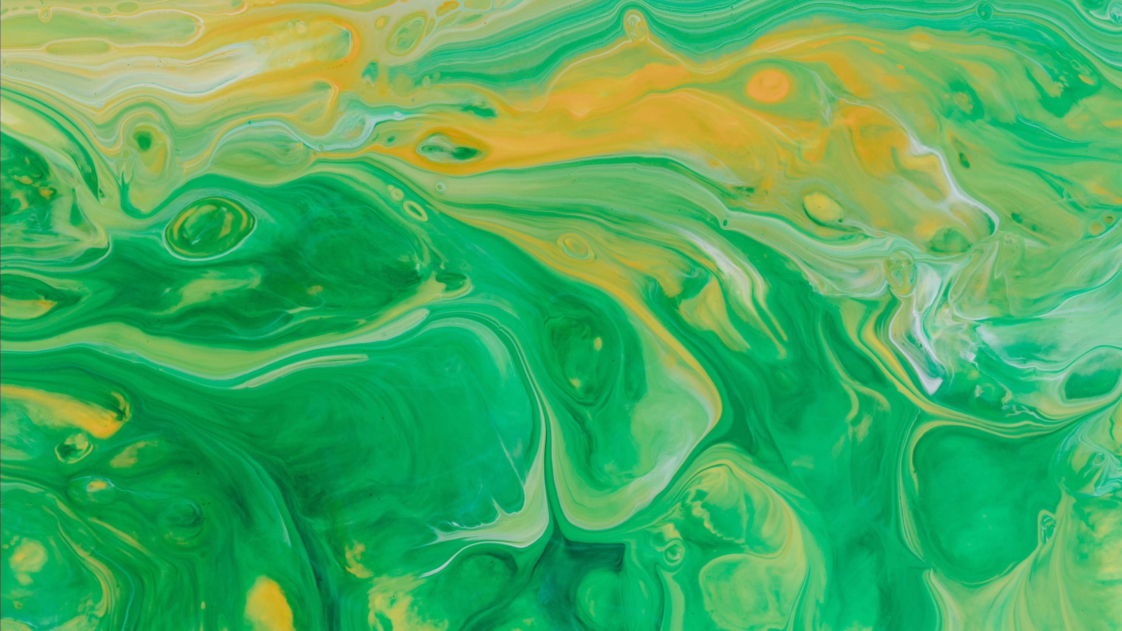 Green and Yellow Abstract Painting. Wallpaper in 3840x2160 Resolution