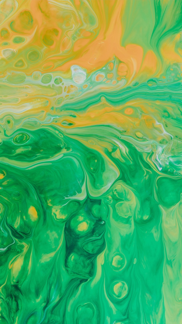 Green and Yellow Abstract Painting. Wallpaper in 720x1280 Resolution