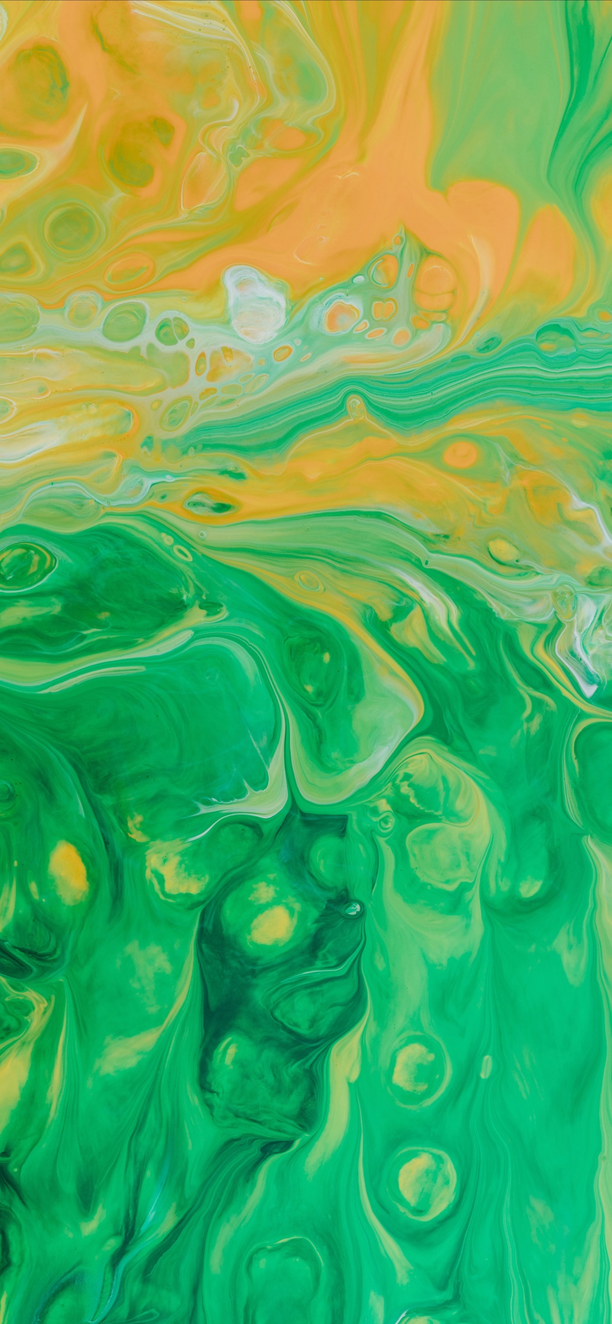 Peinture Abstraite Verte et Jaune. Wallpaper in 1242x2688 Resolution