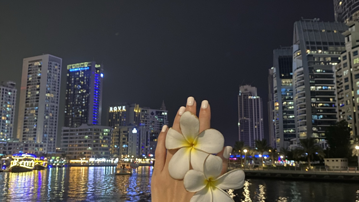 Reflection, Skyscraper, Water, Tower Block, Night. Wallpaper in 1366x768 Resolution