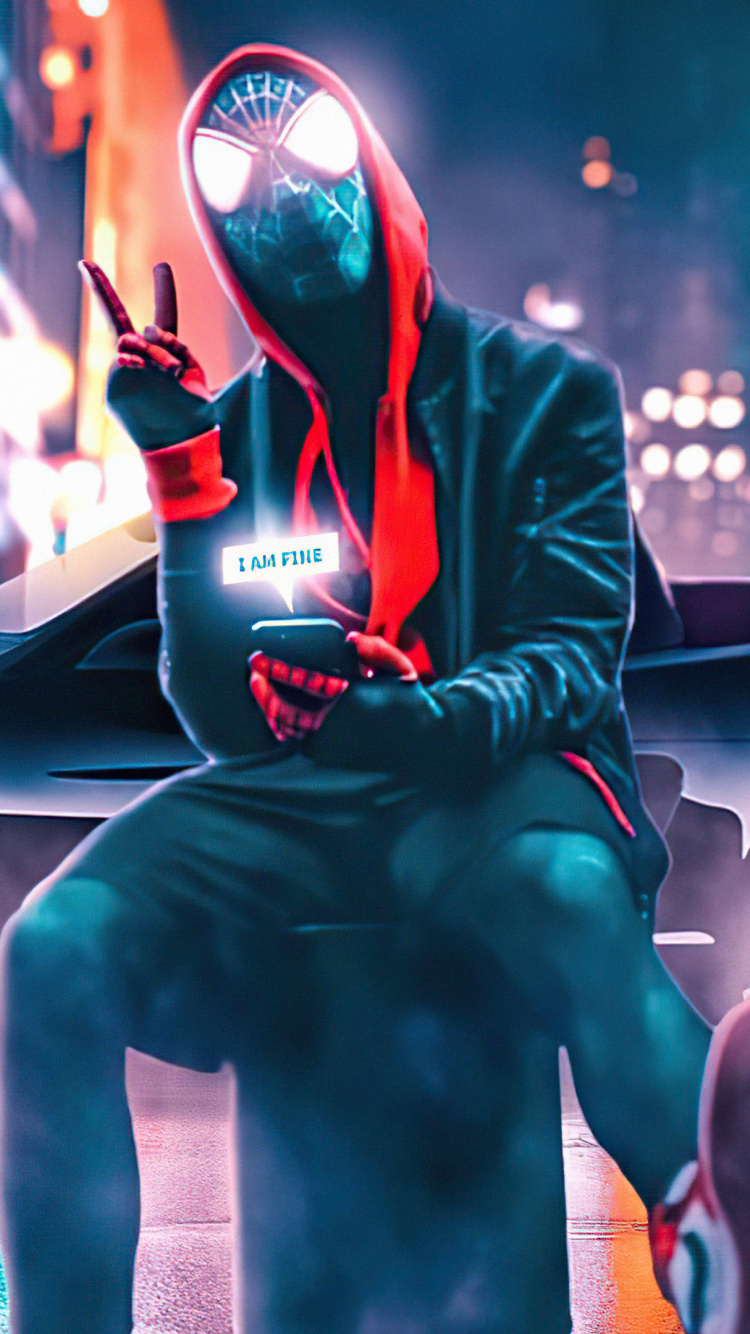 Homme Araignée, Refroidissement de L'homme Araignée, Spider-man, Merveilles Homme-araignée Miles Morales, Superhero. Wallpaper in 750x1334 Resolution