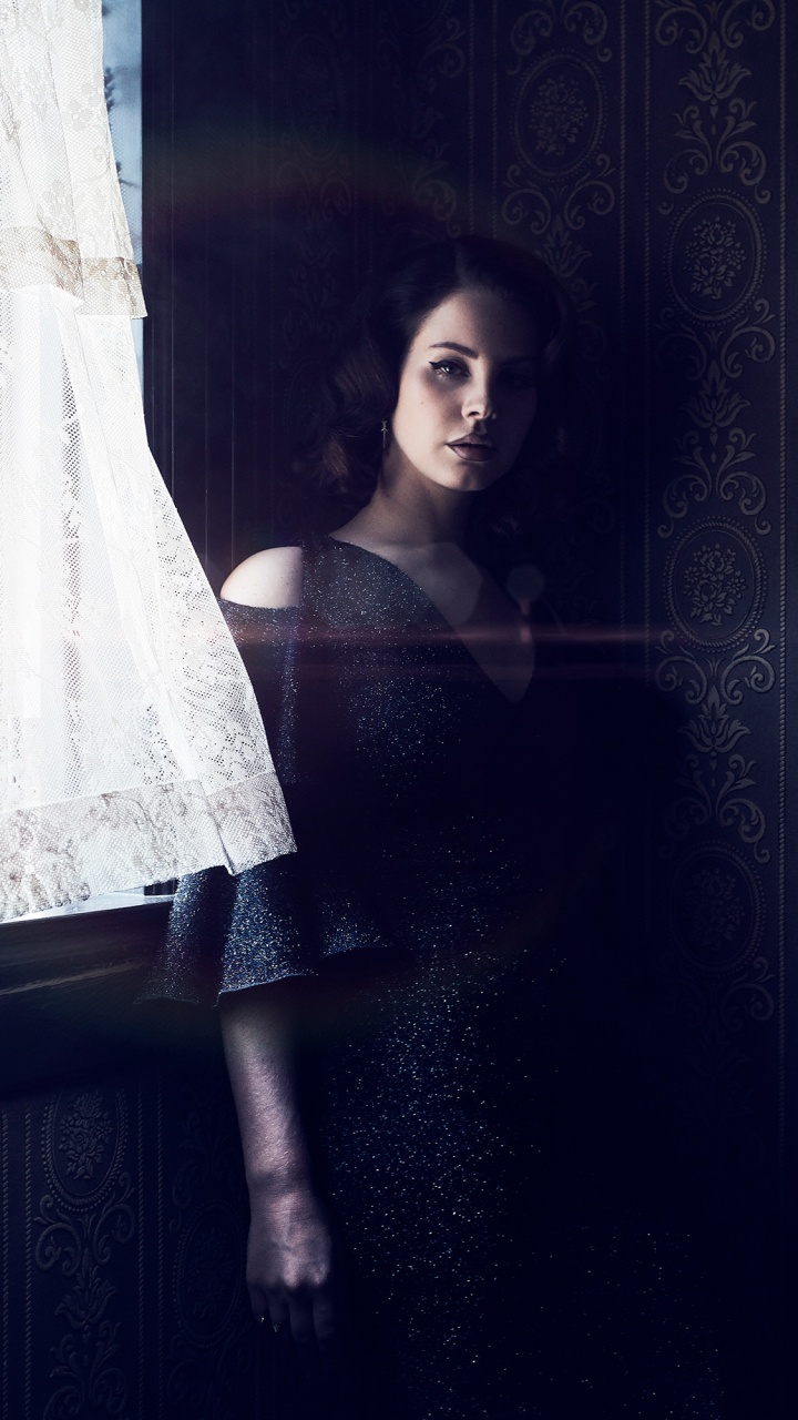 Beauty, Lana Del Rey, Black, Blue, Light. Wallpaper in 720x1280 Resolution
