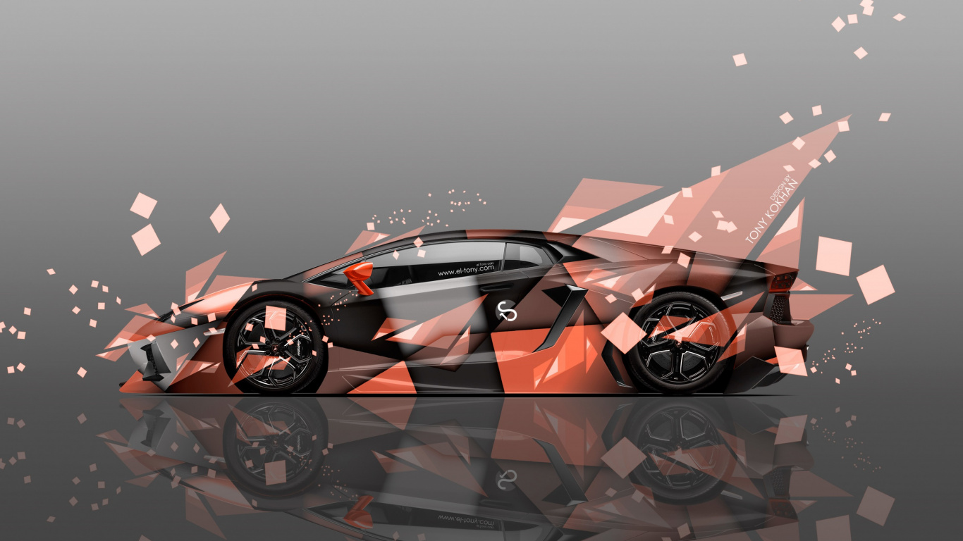 Voiture de Sport Rouge et Noire. Wallpaper in 1366x768 Resolution