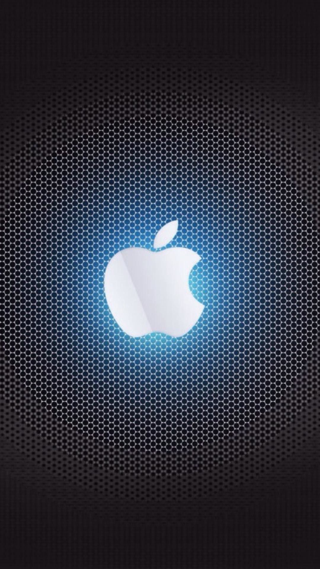 Apple Logo on Silver and Black Polka Dot Textile. Wallpaper in 1080x1920 Resolution