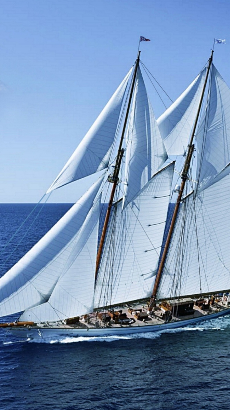 White Sail Boat on Sea During Daytime. Wallpaper in 750x1334 Resolution