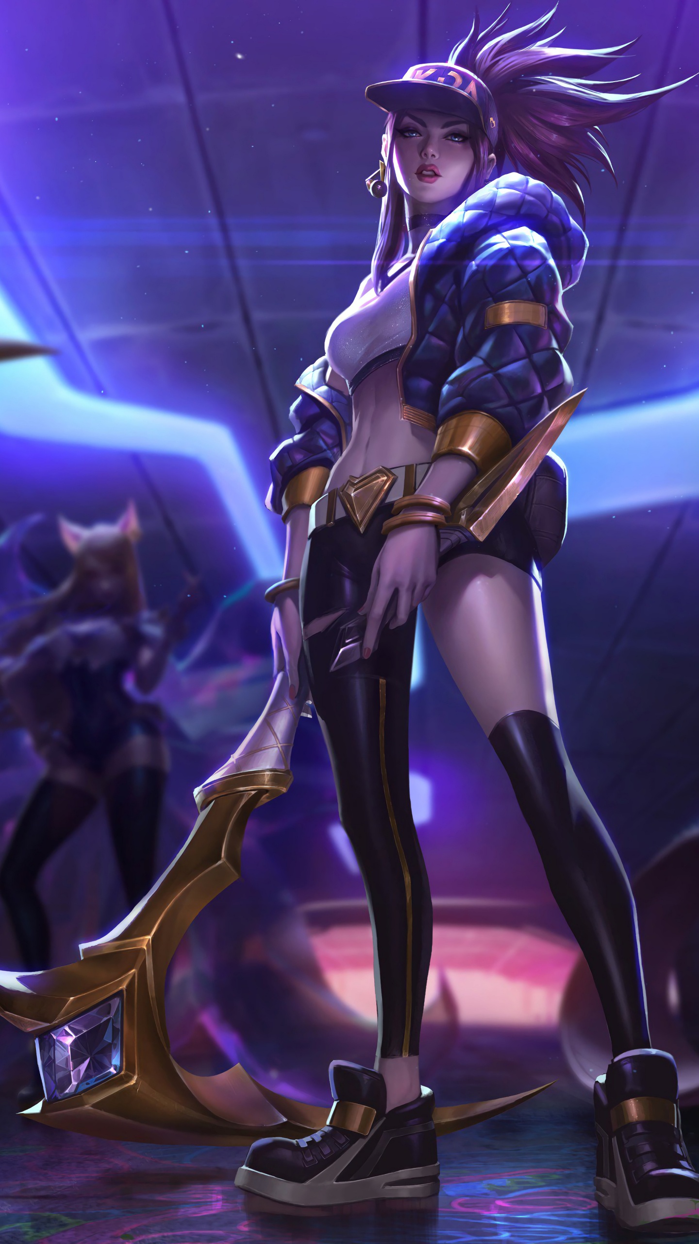 Frau im Schwarzen Und Weißen Kleid Anime-Charakter. Wallpaper in 1440x2560 Resolution