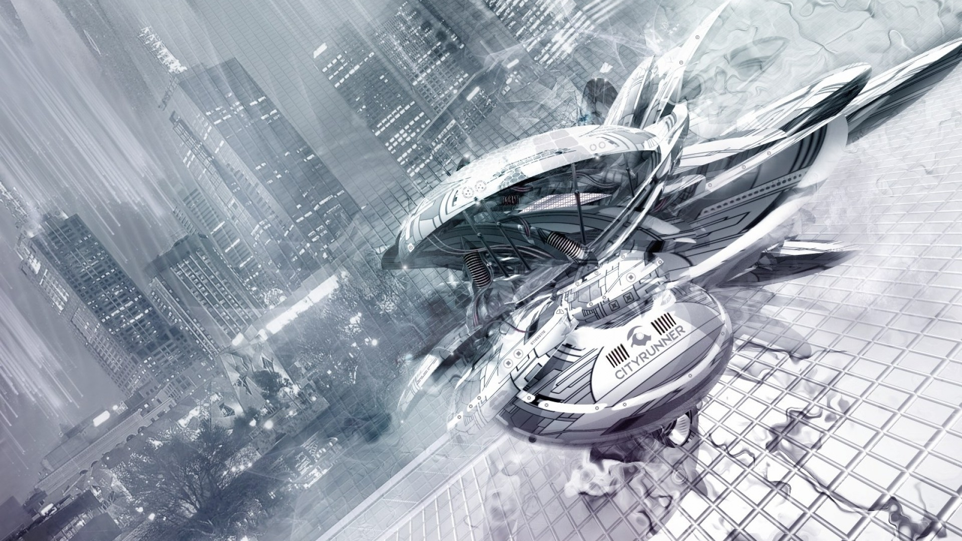 Peinture Abstraite Bleue et Blanche. Wallpaper in 1920x1080 Resolution