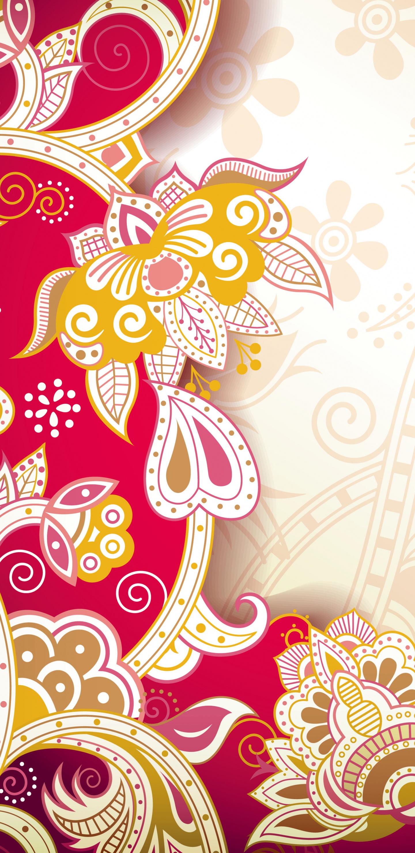 Red and White Floral Design. Wallpaper in 1440x2960 Resolution