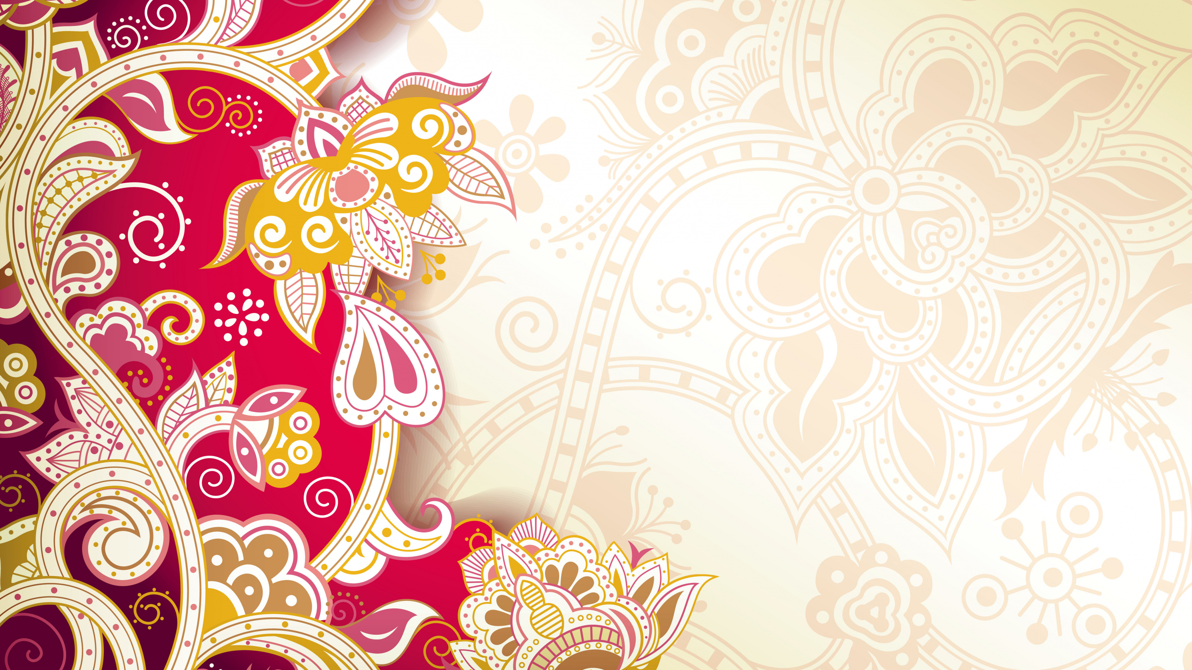 Red and White Floral Design. Wallpaper in 3840x2160 Resolution