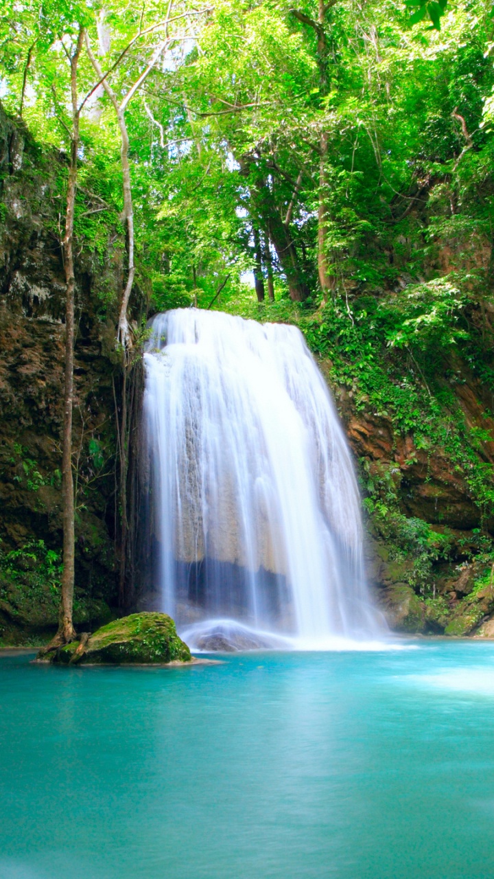 Waterfalls in The Middle of The Forest During Daytime. Wallpaper in 720x1280 Resolution