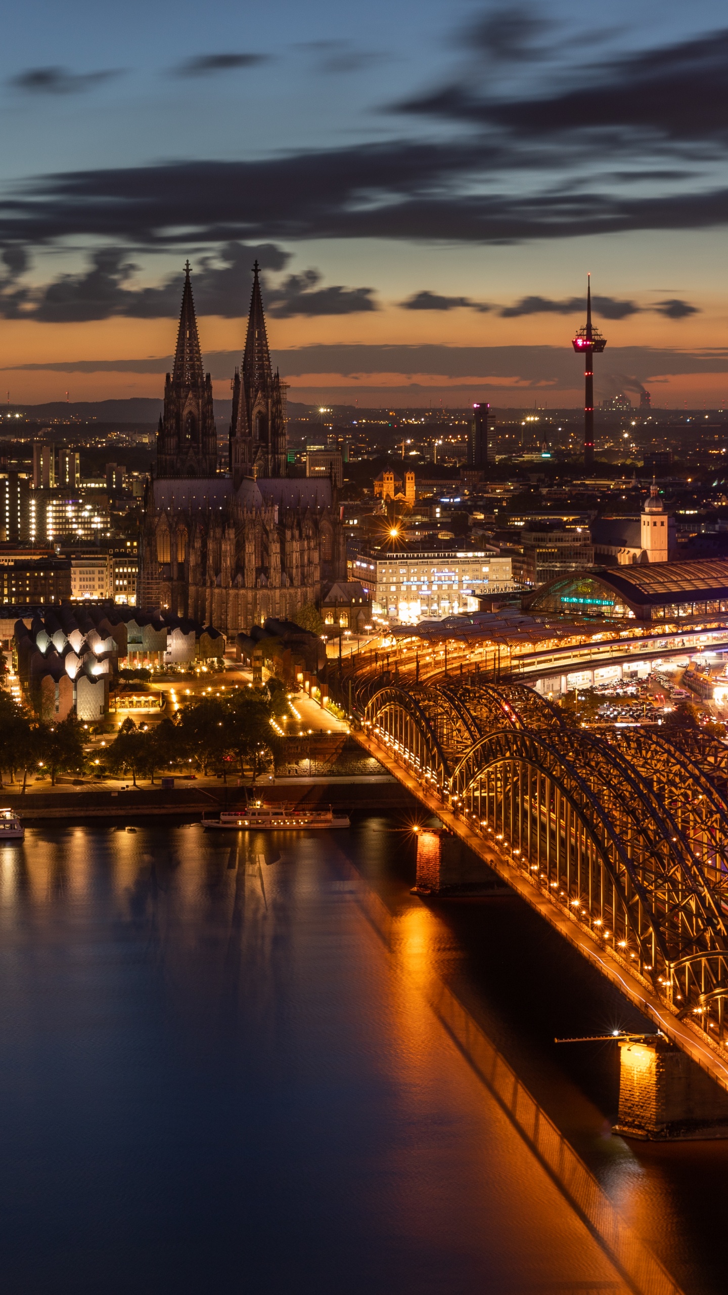 Horizon de la Ville Pendant la Nuit. Wallpaper in 1440x2560 Resolution