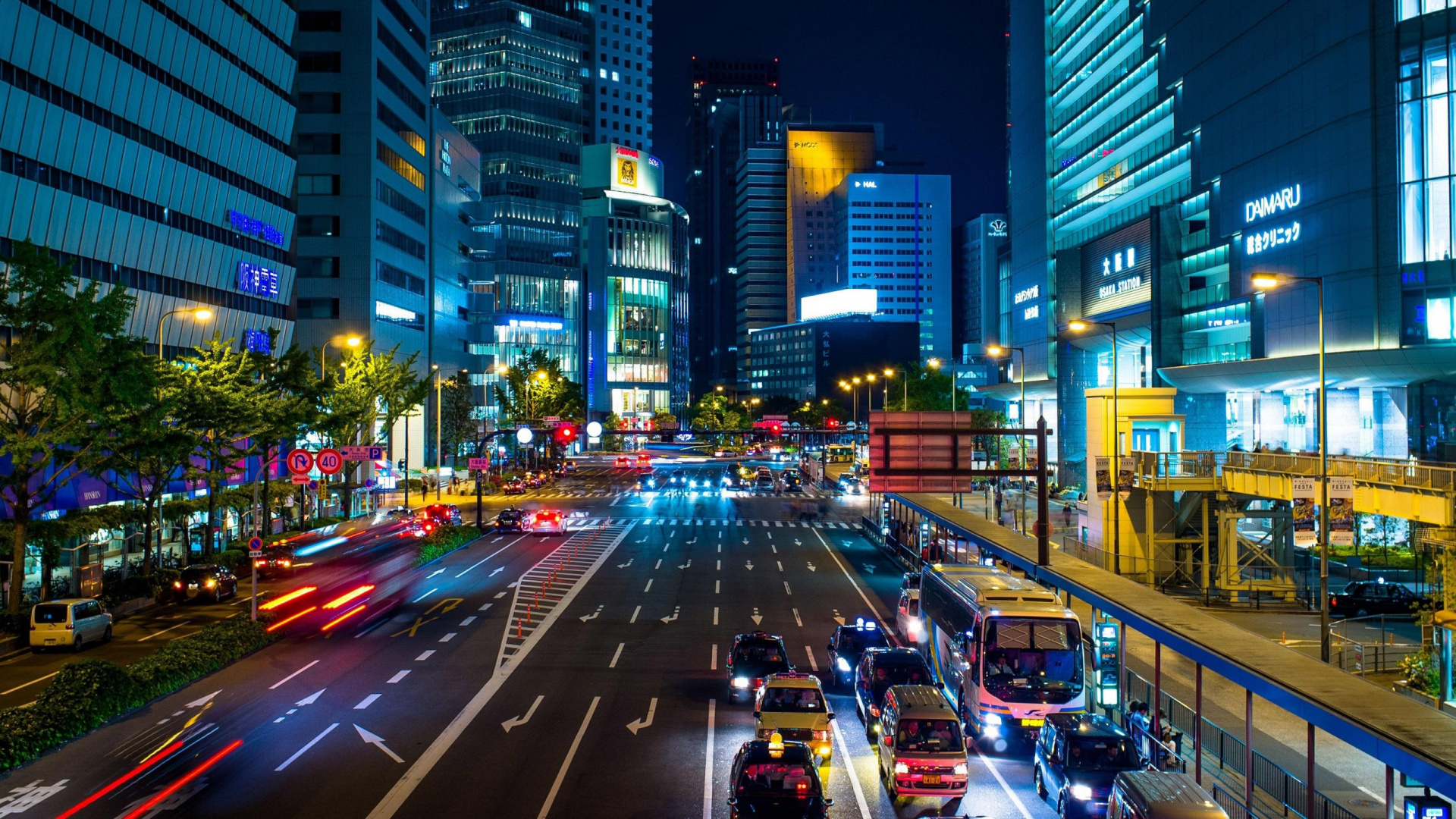 Cars on Road in City During Night Time. Wallpaper in 1920x1080 Resolution
