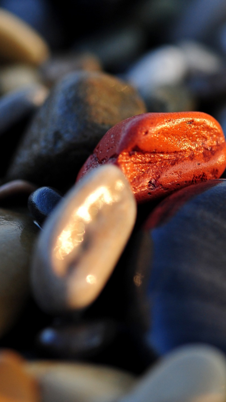 Brown and White Stones on Black and White Pebbles. Wallpaper in 750x1334 Resolution