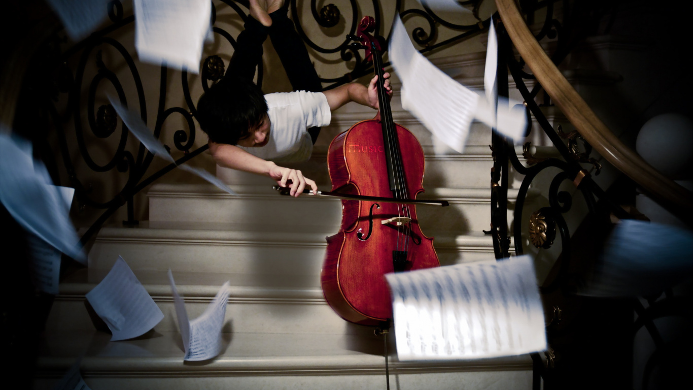 Cello, Architektur, Musik, Zeichnung, Kostüm. Wallpaper in 1366x768 Resolution