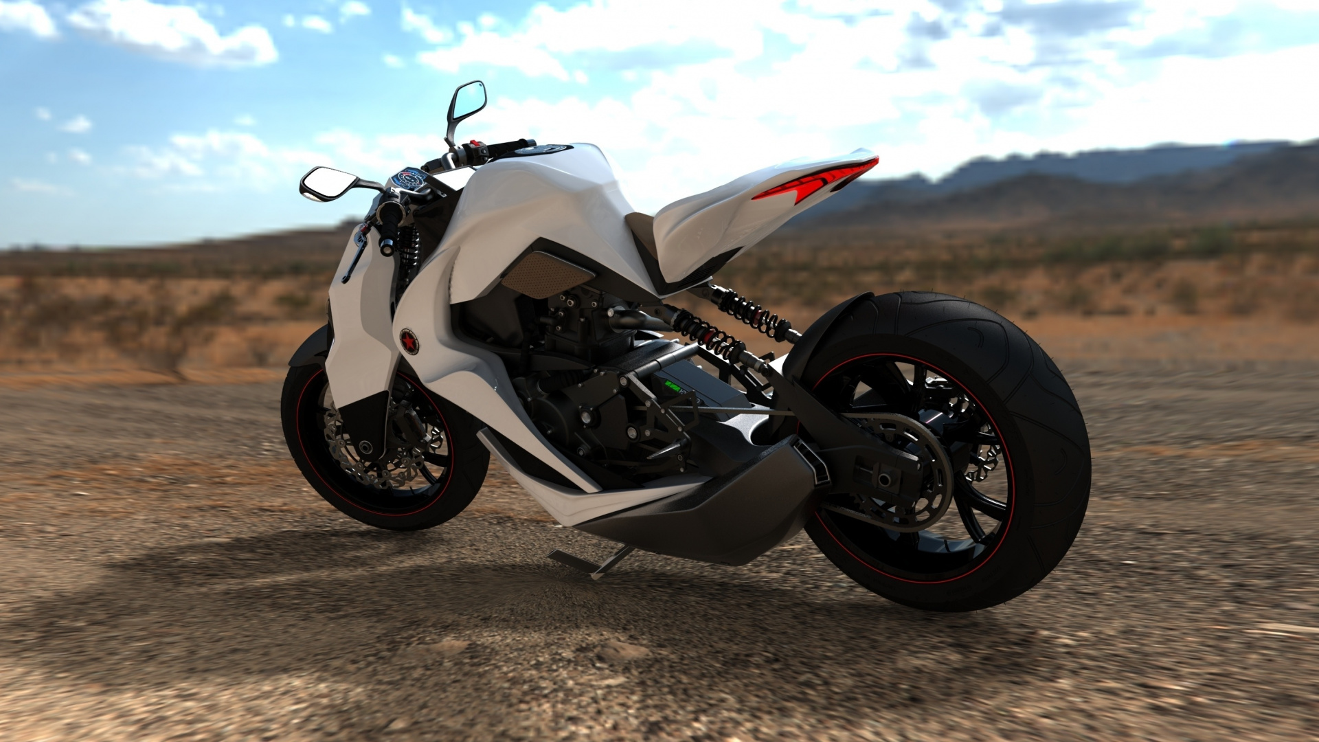 White and Black Sports Bike on Brown Sand During Daytime. Wallpaper in 1920x1080 Resolution