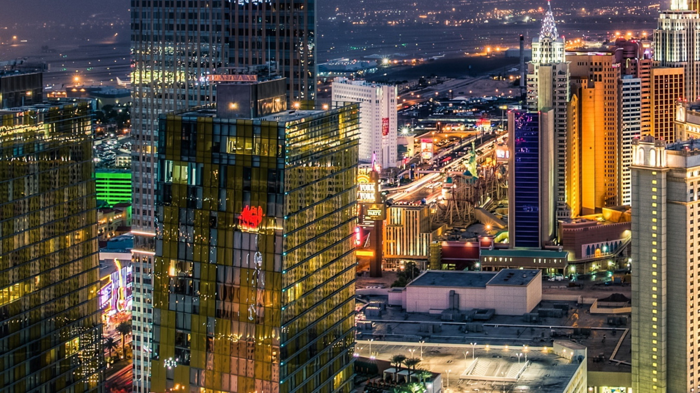Strip de Las Vegas, Aeropuerto Internacional Harry Reid, Edificio, Torre, Torre de Bloques. Wallpaper in 1366x768 Resolution