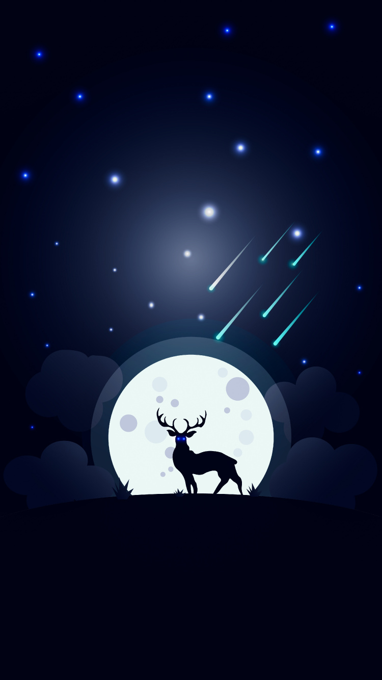 Despierta en el Cielo, Luz, Sucursal, Arte, Ciervo. Wallpaper in 750x1334 Resolution