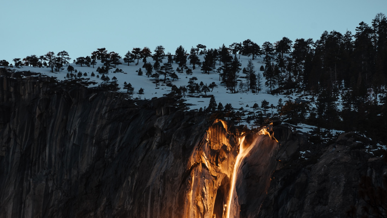 Tree, Sky, Yosemite Firefall, Formation, Nature. Wallpaper in 1280x720 Resolution