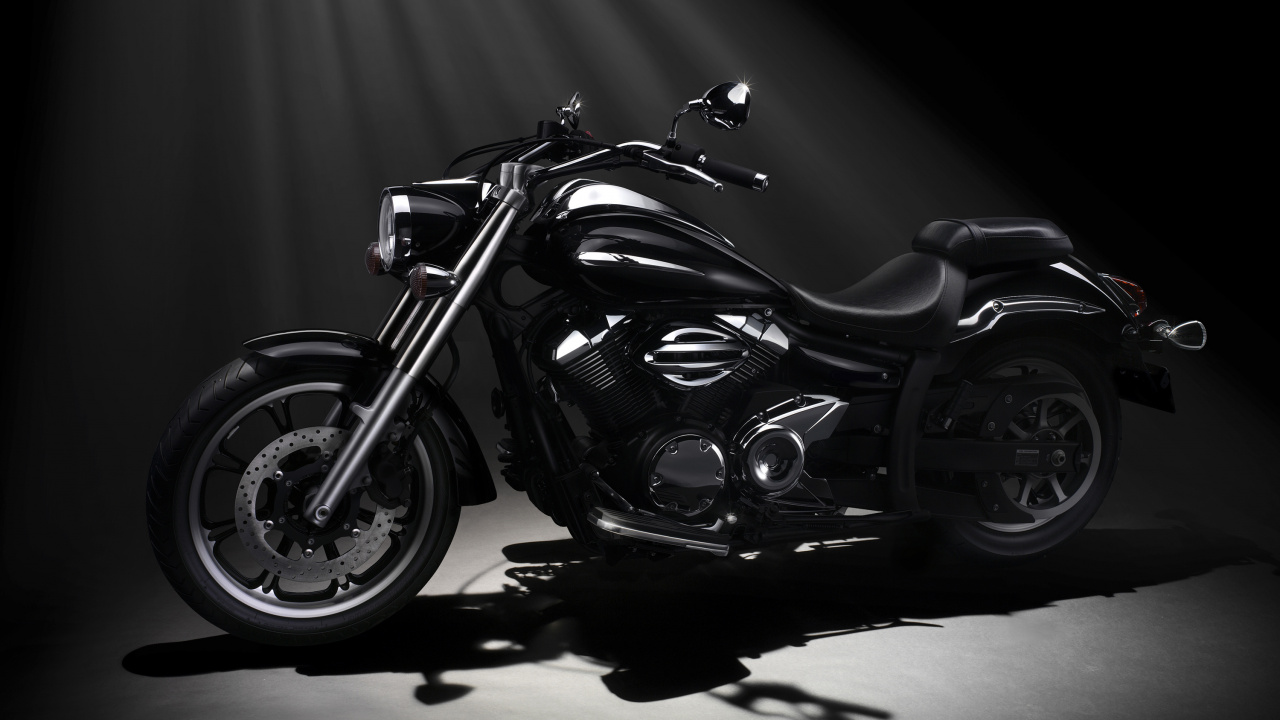 Grayscale Photo of Black Motorcycle. Wallpaper in 1280x720 Resolution