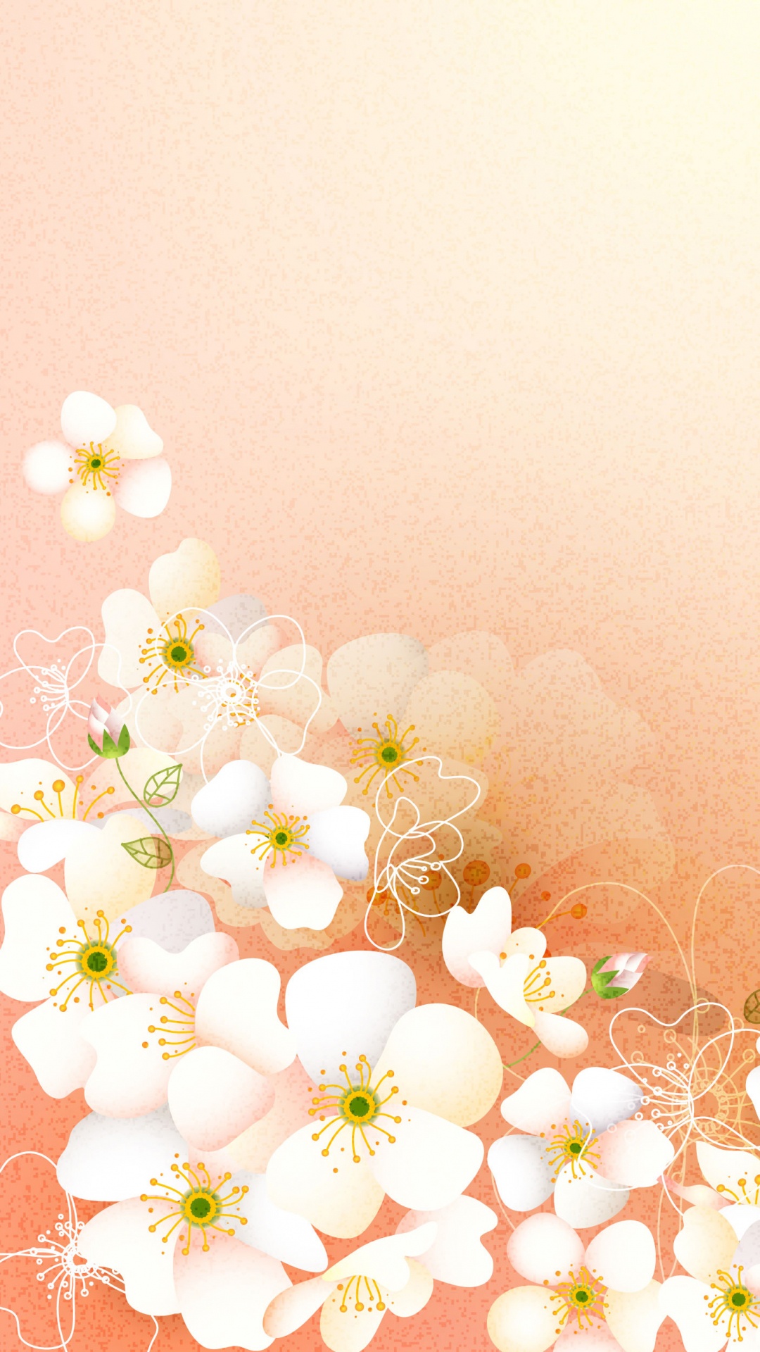 Fleurs Blanches et Jaunes Sur Fond Rose. Wallpaper in 1080x1920 Resolution
