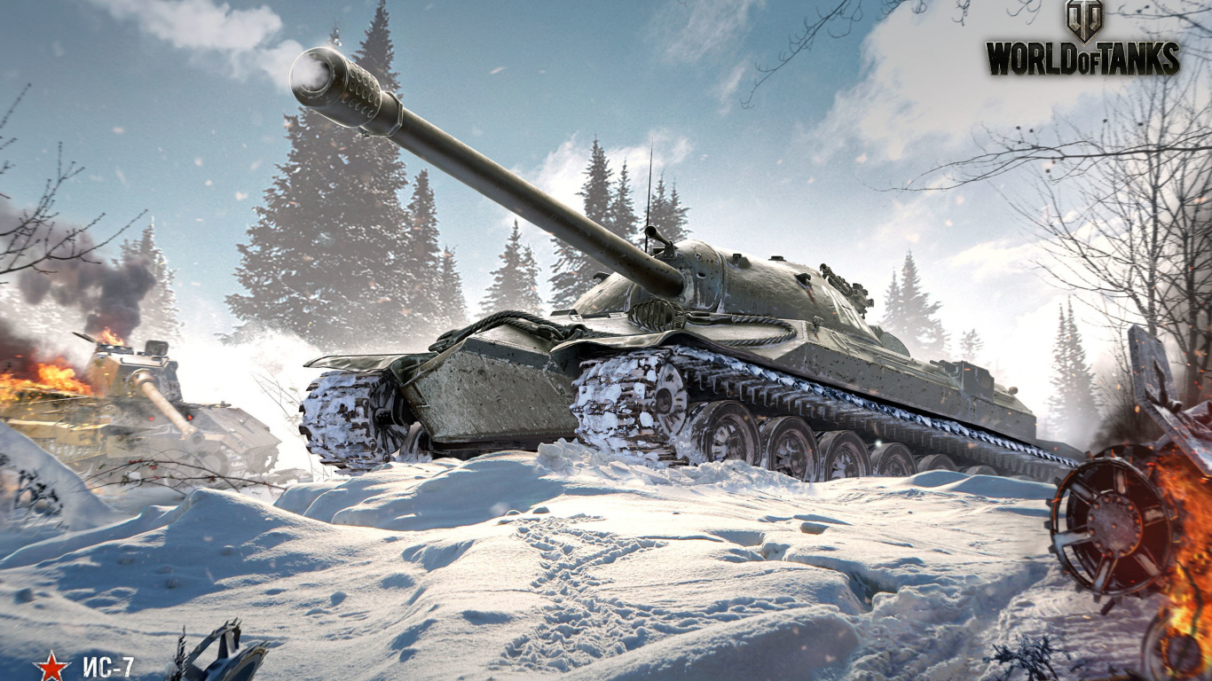 World of Tanks, Wargaming, Tanque, el Tanque Pesado, Nieve. Wallpaper in 1366x768 Resolution