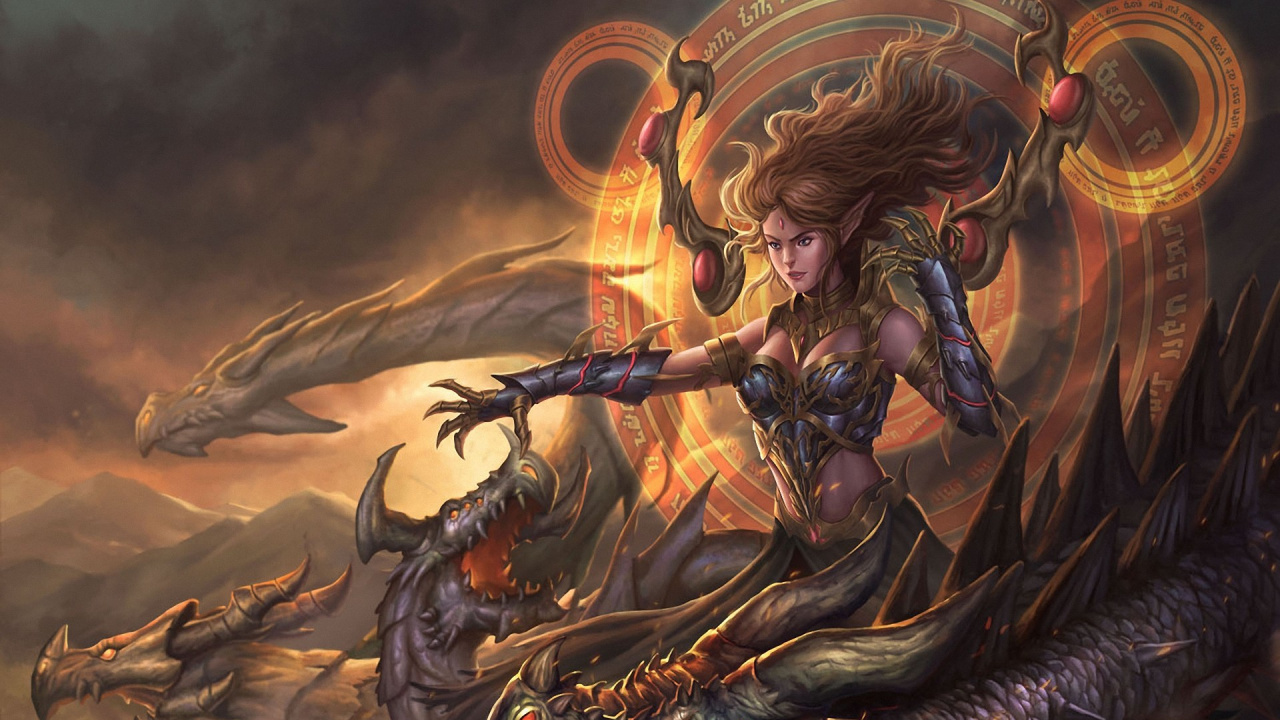 Femme en Robe Noire Tenant Une Épée Illustration. Wallpaper in 1280x720 Resolution