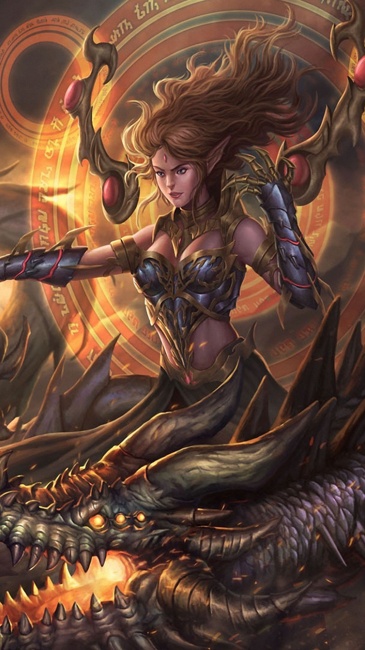 Woman in Black Dress Holding a Sword Illustration. Wallpaper in 750x1334 Resolution