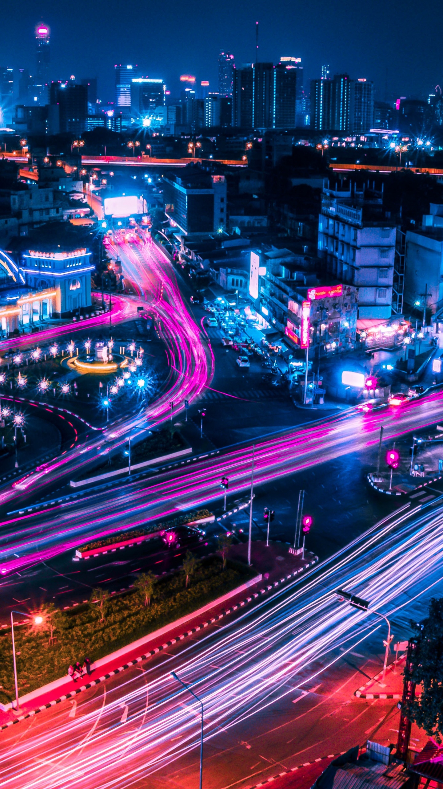 Time Lapse Photography of City During Night Time. Wallpaper in 1440x2560 Resolution