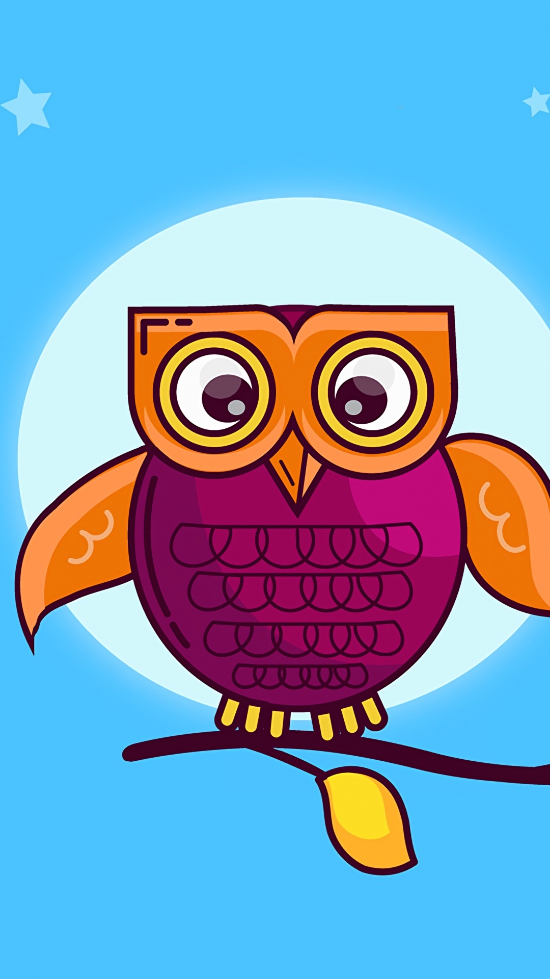 Illustration de Hibou Jaune et Marron. Wallpaper in 1080x1920 Resolution