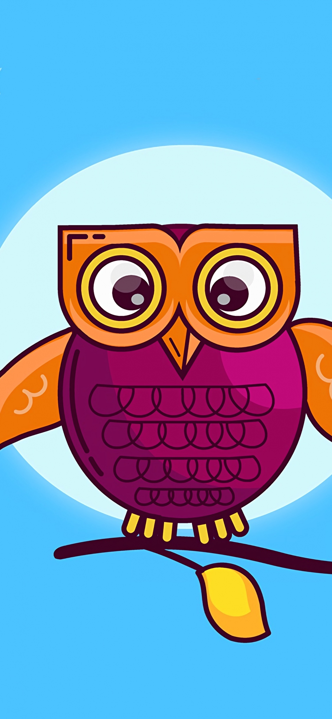 Illustration Der Gelben Und Braunen Eule. Wallpaper in 1125x2436 Resolution