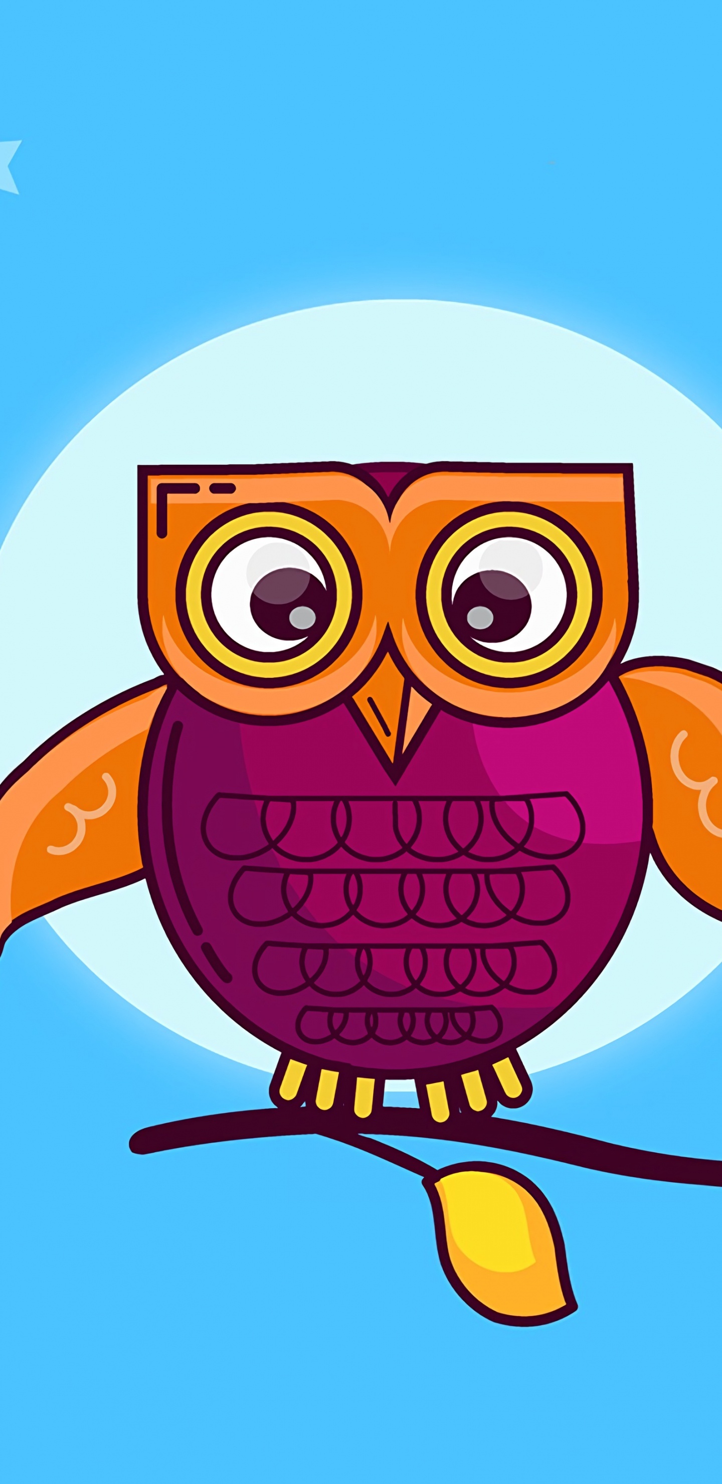 Illustration Der Gelben Und Braunen Eule. Wallpaper in 1440x2960 Resolution