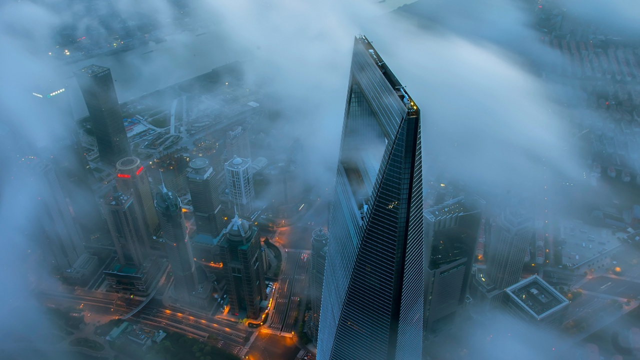 Oriental Pearl Fernsehturm, Shanghai Tower, Shanghai World Financial Center, Jin Mao Tower, Wolkenkratzer. Wallpaper in 1280x720 Resolution