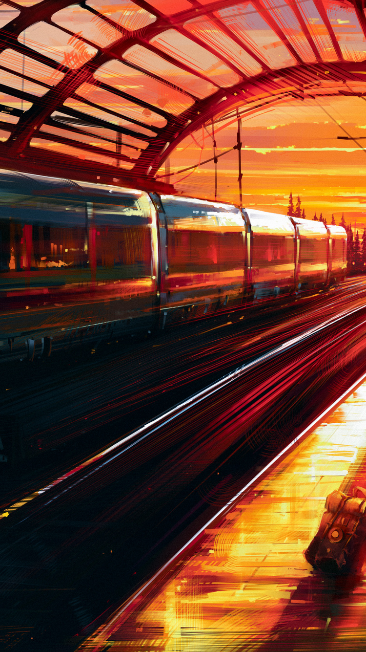 Ilustración, Transporte, el Transporte Público, Tren, Arte. Wallpaper in 750x1334 Resolution