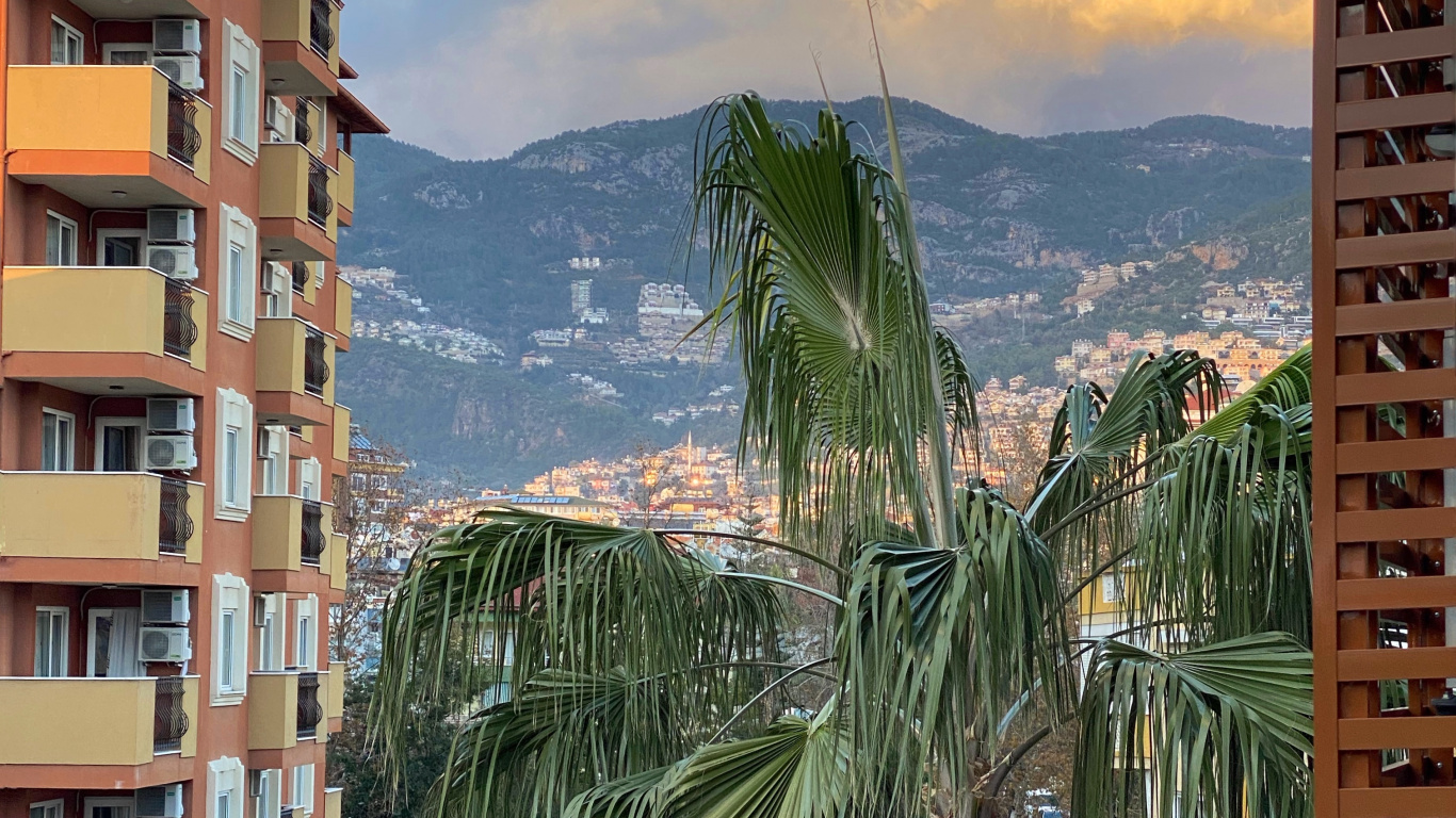 Cloud, Building, Plant, Mountain, Azure. Wallpaper in 1366x768 Resolution
