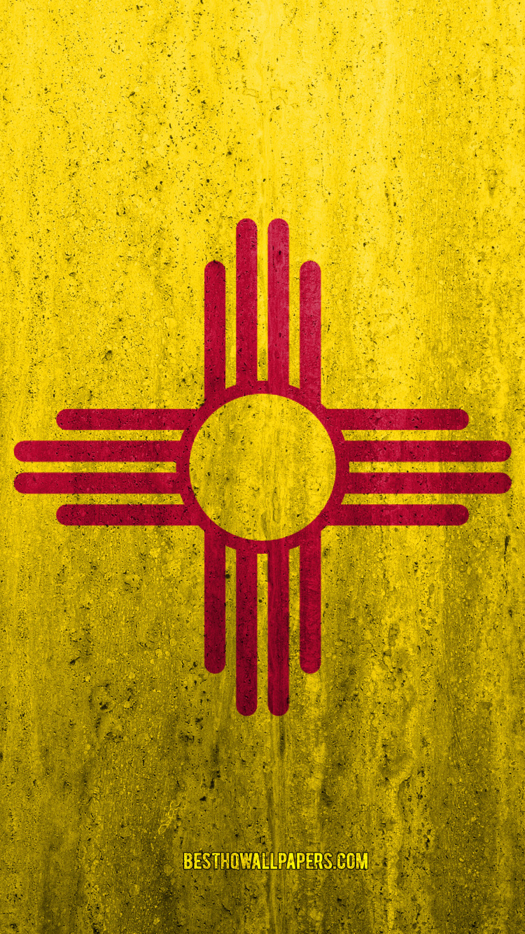 Flag of New Mexico, Flag, State Flag, Yellow, Green. Wallpaper in 750x1334 Resolution